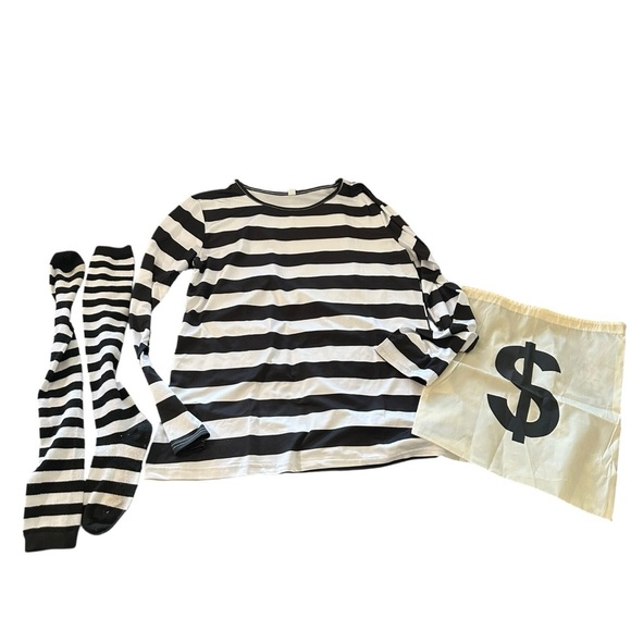 Black and White Midi Dress with Classic Stripes - Picture 1 of 3